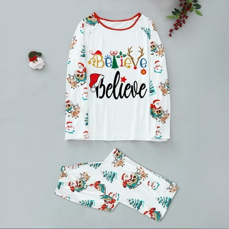 

NEGJ Believe Santa Claus Elk Loungewear Family Matching Pajamas Set Women Men Kids Baby Christmas Sleepwear