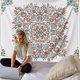 thumbnail image 4 of ZHAOCHENG Tapiz de pared con diseño de mandala y flores: tapiz bohemio hippie blanco con estampado floral esbozado, 4 of 5