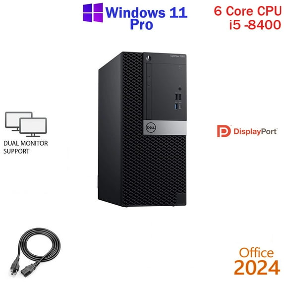 Restored Windows 11 Dell Optiplex 7060 i5 8400 500GB SSD 16GB RAM WiFi Desktop Computer PC Office24 (Refurbished)