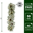 thumbnail image 3 of Fraser Hill Farm Green Pine Garland with Pinecones, 9-Ft. Long, Perfect Christmas Decoration for Door, Stairs, or Above Fireplace, Battery-Operated Warm White LED Lights, FF007CHGL-108-5GR, 3 of 7