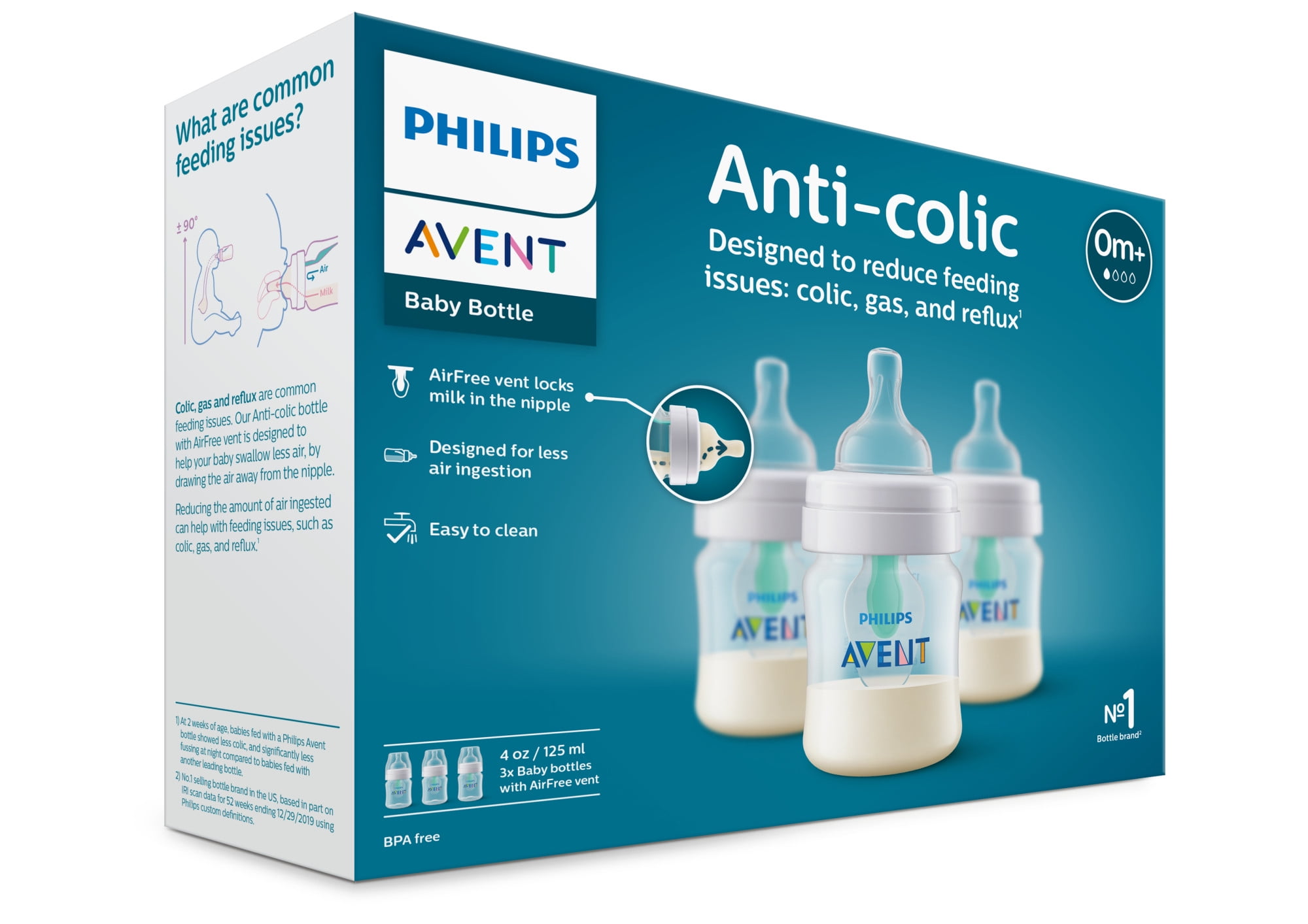 Philips AVENT Anti-Colic Bottiglia con Airfree valvola, 125 ML, confezione  da, Trasparente : : Prima infanzia