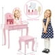 thumbnail image 5 of Set de Tocador para Niñas con Luz y Espejo, Mesa de Maquillaje con Taburete, Juguete de Madera para Niñas de 4 a 9 Años, Color Rosa, 5 of 7