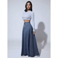 thumbnail image 4 of High Waist Button Front Flared Denim Skirt Medium Wash, 4 of 6