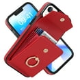 thumbnail image 2 of Feishell Compatible for iPhone 13 Wallet Case with Detachable Wrist Strap Handbag RFID Blocking Shield Protective Case, Card Slots Magnetic Kickstand Finger Ring Holder Shockproof Cover,Red, 2 of 10