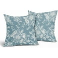 thumbnail image 2 of Vintage Floral Pillow Covers 16x16 Inch Set of 2 Smoke Blue Floral Outdoor Decorative Throw Pillows Chinoiserie Flower Pillowcases Rustic Farmhouse Cushion Covers for Couch Home Decor, 2 of 5