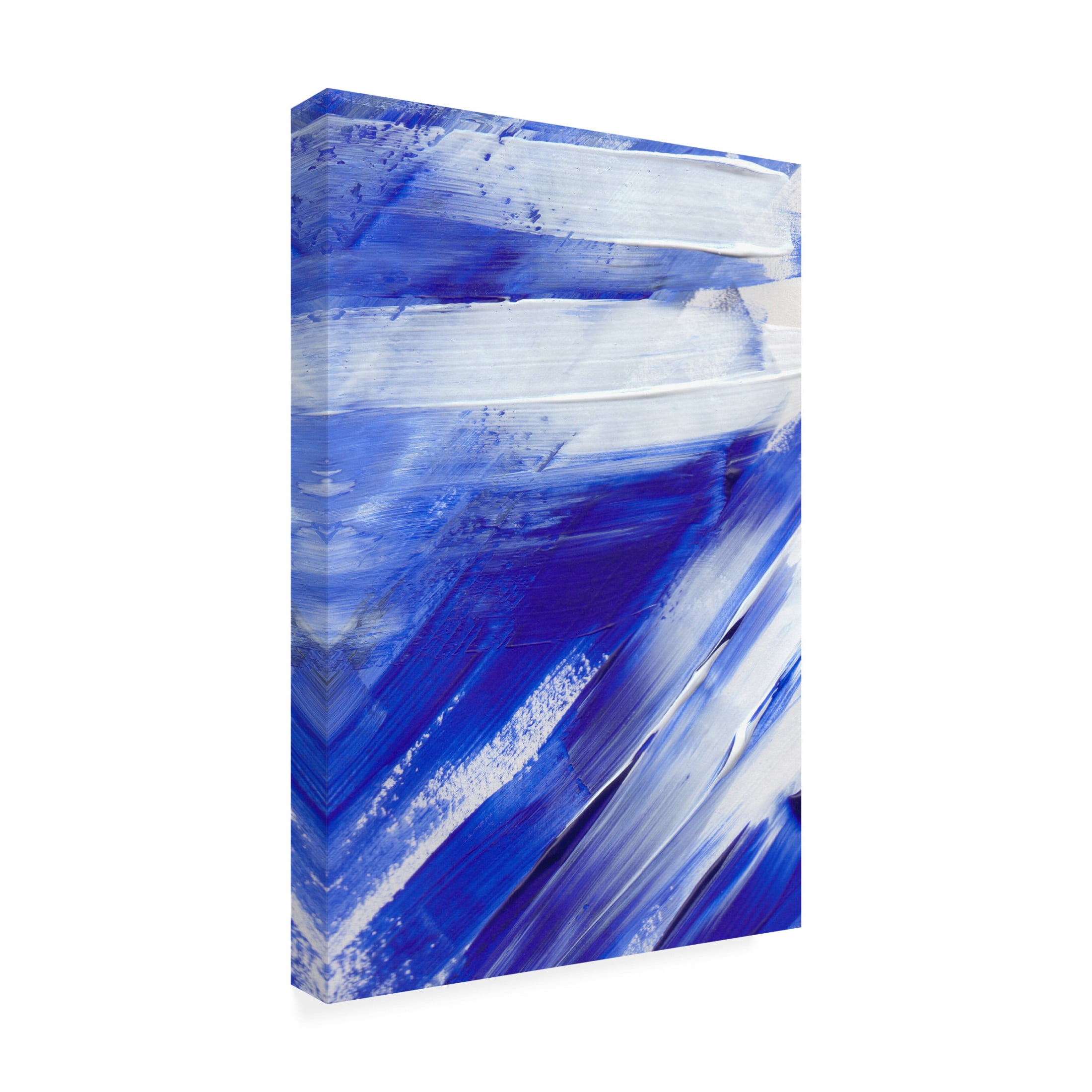 Trademark Fine Art uplusmestudio White On Blue Brush Strokes Canvas Wall Art