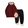 thumbnail image 4 of Two Piece Outfits,Girls Winter Hooded Tracksuit Set Soft Thermal Lined Pullover And Jogger Pants Cozy Outfit For Cold Weather Outdoor,Toddler Girl Outfits,,13-14 Years, 4 of 5