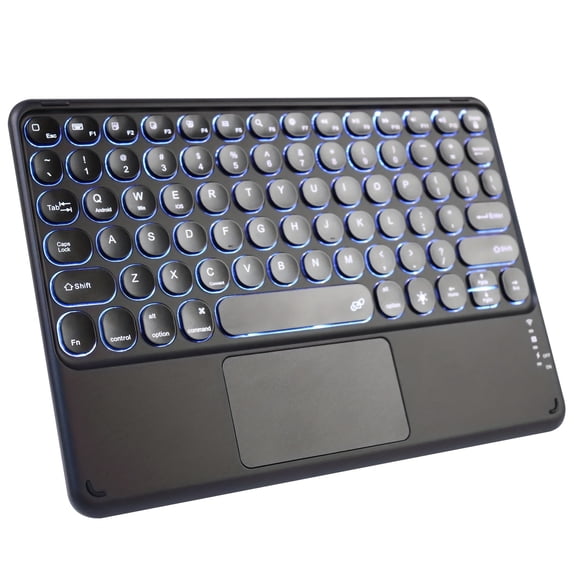 Slim Portable Wireless Bluetooth Keyboard, 10 Inch 7 Colors Backlit Rechargeable Keyboard for Android Tablet Cell Phone Smartphone iPad IOS Windows Universal Devices (White)