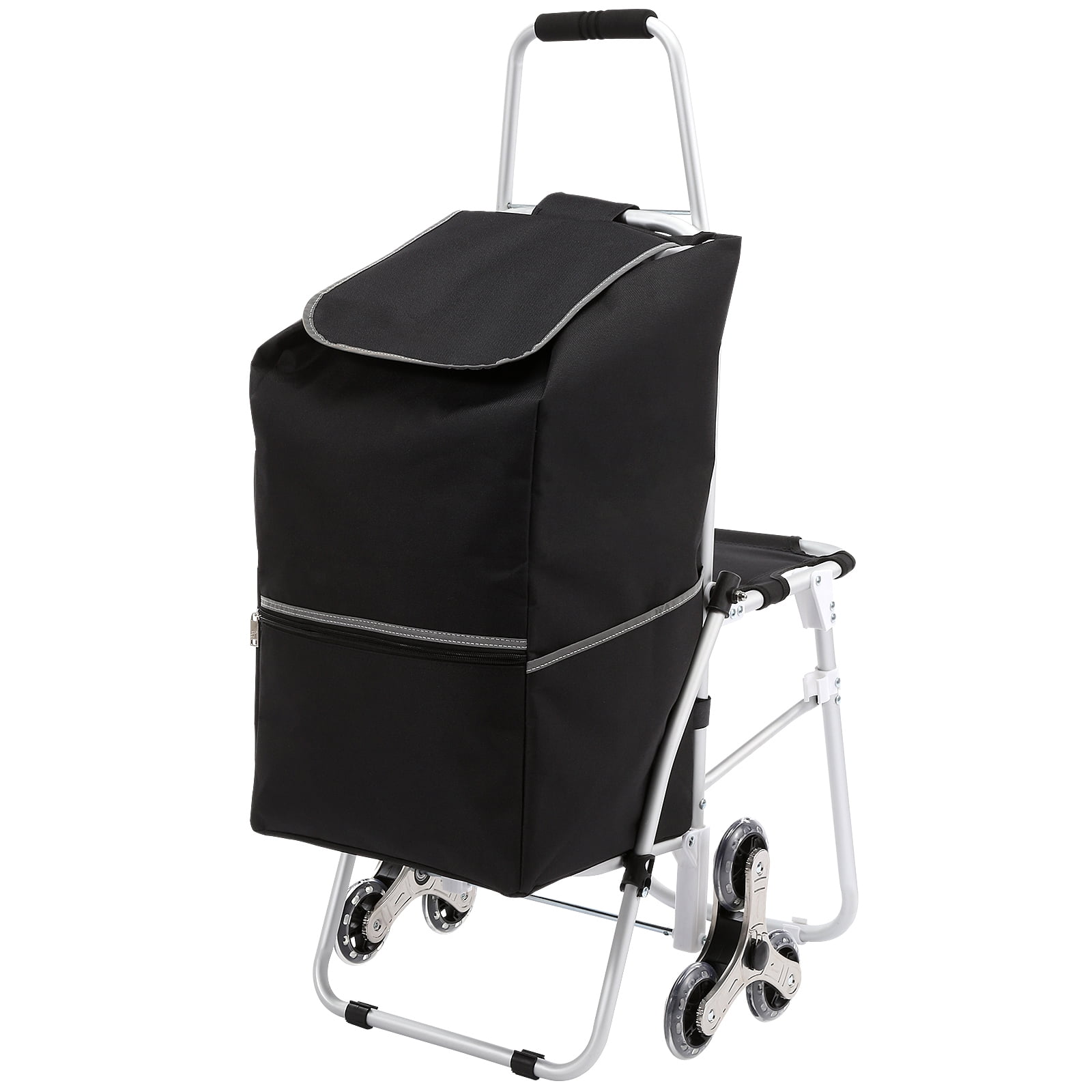 KFFKFF Stair Climber 50L Foldable Shopping Cart with Waterproof Bag and Seat