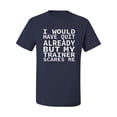 thumbnail image 2 of Wild Bobby, I Would Have Quit Already But My Trainer Scares Me Funny, Gym/Workout, Men Graphic Tee, Navy, Medium, 2 of 4