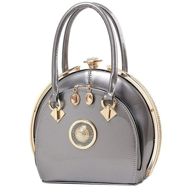 Sac à Main pour Femmes en Cuir Verni, Sacoche à Poignée Supérieure, Rouge