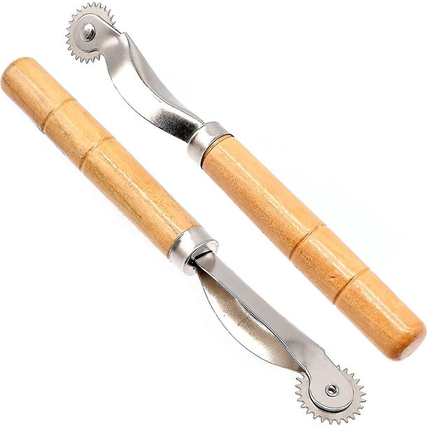 Herramientas de costura de rueda de rastreo, rueda de rastreo de punto de aguja de acero inoxidable con mango de madera, ruedas de sastrería, ruedas de marcado, herramienta de corte de costura