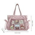 thumbnail image 6 of Nylon Ribbon Bow Double Side Tote Bag Large Capacity Shoulder Bag Women Cute Ruched Casual Comic Badge Storage Underarm Bag, 6 of 6