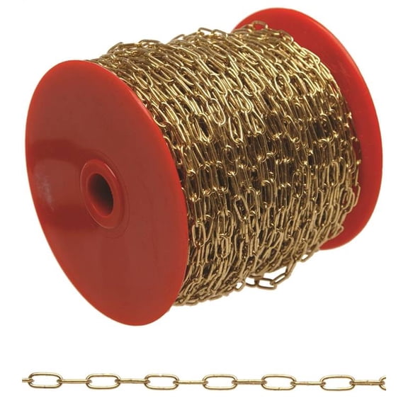 Campbell 0710517 Clock Chain, 5, 82 ft L, 10 lb Working Load, Brass