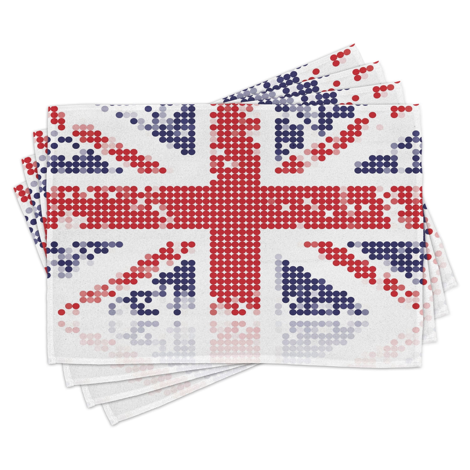 British Placemats Set of 4 Grunge United Kingdom Flag with Dot Circle Effects National English