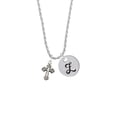 thumbnail image 2 of Delight Jewelry Silvertone Antiqued Budded Cross Silvertone Script Initial Disc - Z - Charm Necklace, 20"+3", 2 of 4