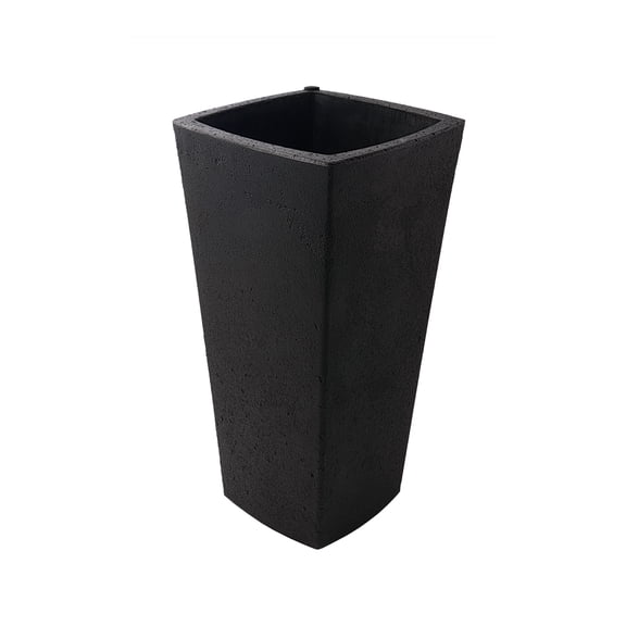 Algreen Crete 25" Self-Watering Planter, Square Curve, Black Resin