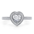 thumbnail image 2 of Heart & Round Cut White Cubic Zirconia Love Heart Halo Ring In 14K White Gold Plated 925 Sterling Silver (Color: White, Clarity: VVS1-VVS2) -5, 2 of 7