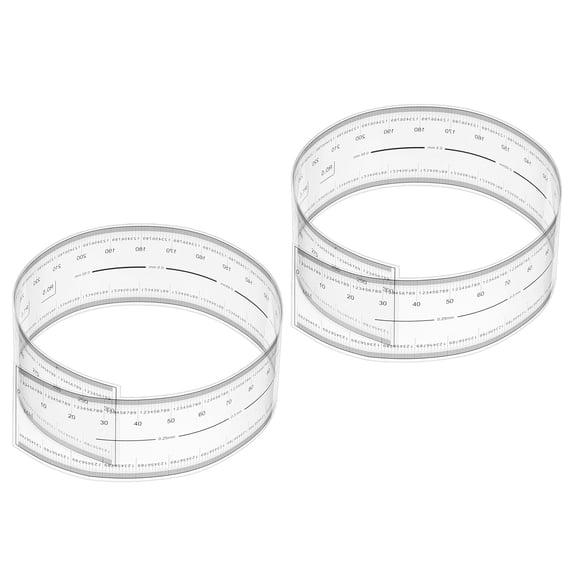 Uxcell Film Flexible Ruler 30cm 0.1mm Scale with R Angle and Width Lines Clear PET Plastic Folding Straight Ruler for Factory, Transparent, 2 Pcs