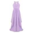 thumbnail image 2 of iEFiEL Maxi Flower Girl Dress Sequined Halter Neck Ruched Chiffon Party Wedding Bridesmaid Formal Lavender 14, 2 of 7