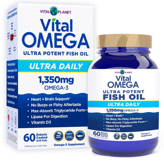 Vital Planet - Vital Omega 3 Fish Oil Ultra Daily Supplement 60 Softgels
