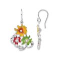 thumbnail image 1 of Sterling Silver Red, Green and Yellow Enamel Flower Dangle Earrings, 1 of 4