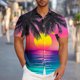 thumbnail image 1 of Blusa y camisa de manga corta con cuello vuelto para hombre, blusa informal de moda con cuello vuelto, blusa estampada de manga corta con botones, blusa de poliéster para hombre, 1 of 6