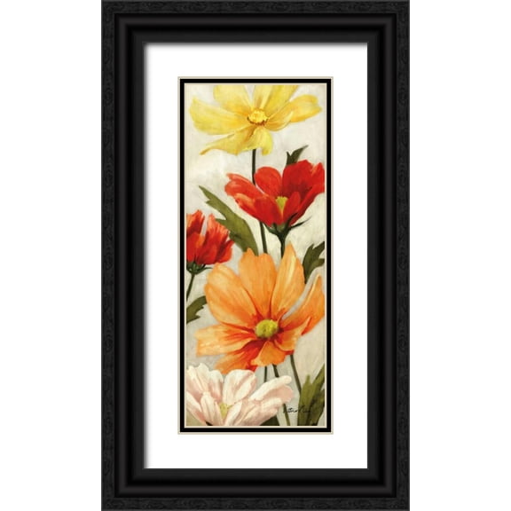 Milan, Vittorio 10x18 Black Ornate Wood Framed with Double Matting Museum Art Print Titled - Spice Floral Panel II