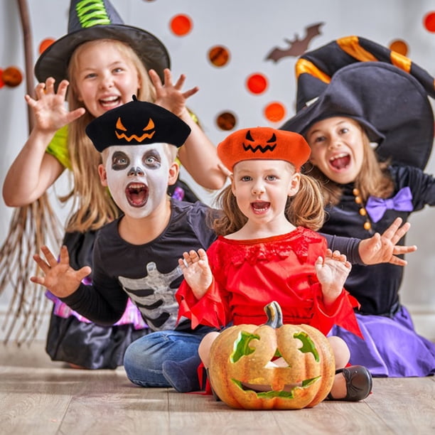 4952 Halloween Pumpkin Beret Vintage Artist Hat Handmade Kawaii Cute Women Cap Pumpkin Hat, Halloween Beret, Orange Costume or Photography  main image 4