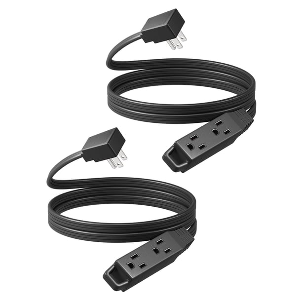 DEWENWILS - Cable de extensión de enchufe plano de 6 pies, tira de alimentación ultra delgada de 3 puntas, 13A/125V/1625W, cable de alimentación plano a tierra de 16/3