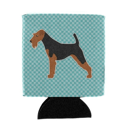 

Carolines Treasures BB3685CC Welsh Terrier Checkerboard Blue Can or Bottle Hugger Can Hugger multicolor