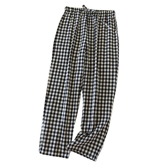 cFmduc Women's Plaid Pajamas Pants Drawstring Elastic High Waist Wide Leg Pants Casual Loose Lounge Palazzo Pjs Trousers Sleepwear with Pocket