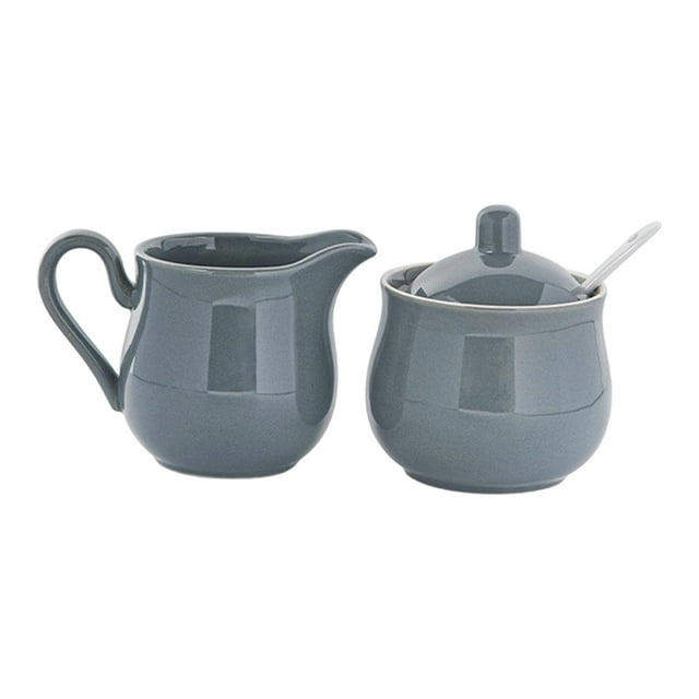 Juego de azucarero de cerámica, jarra para azúcar y crema, azucarero decorativo con Gris
