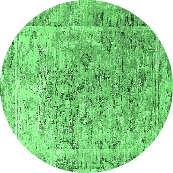 Ahgly Company Indoor Round Oriental Emerald Green Industrial Area Rugs, 8' Round