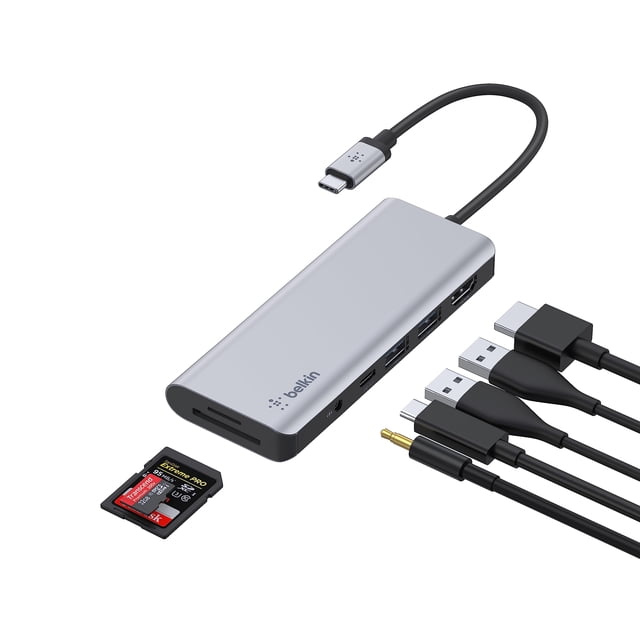 Hub USB-C Estación de acoplamiento multipuerto 7 en 1 Belkin de 85 W PD