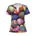 thumbnail image 3 of Naloa Easter Eggs1 Print T-Shirts Short Sleeve V Neck Tees for Women Fashion Tops Trendy Lightweight Soft Casual Summer Outfits Clothes, 3 of 5