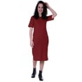 thumbnail image 1 of Moomaya Robe Droite à Manches Courtes pour Femmes, Unie, Décontractée, Coupe Ample, avec Poches, 1 of 6