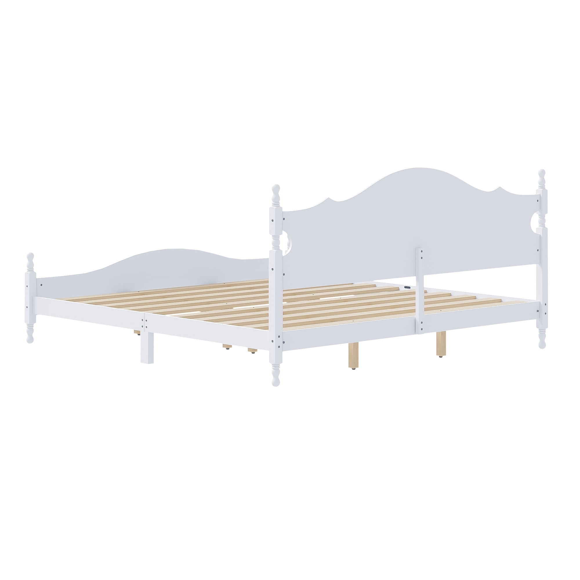 Euroco Wood King Size Platform Bed, White