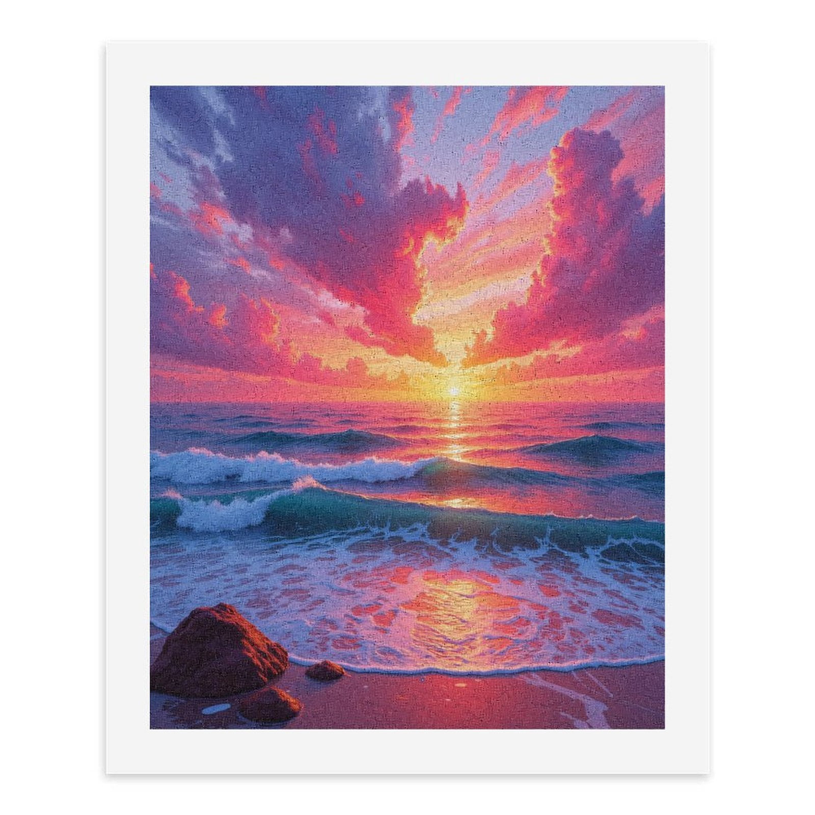 Paint By Numbers Kit for Adults Beginner - DIY Sunset Ocean Waves Beach Serenity Canvas Painting Kits for Adults, Frameless Paint By Number for Adults for Home Wall Decor 16x20 Inch