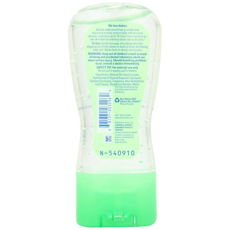 Johnson's Original Baby Oil Gel, Aloe Vera & Vitamin E, 6.5 Fl. Oz, Body Toiletries 2-Pack
