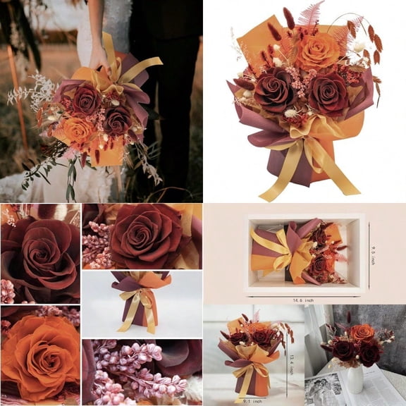 HUACHIPLUS Preserved Rose Bouquets: Fresh Flowers Bouquet- Romantic Gifts for Mom Wife Girlfriend Women-Flowers for Delivery Prime on Valentines Day Anniversary Mothers Day Birthday Ancora Red