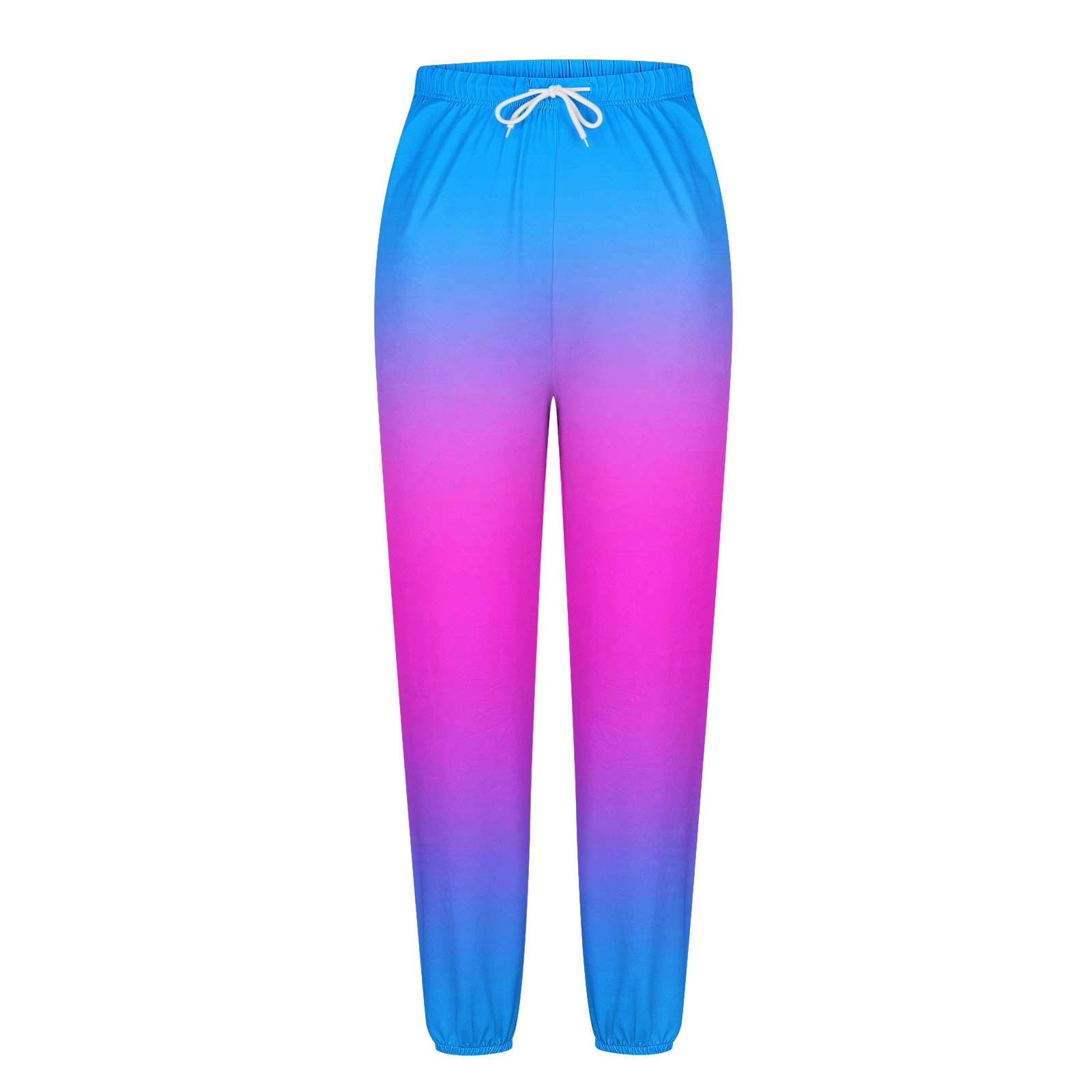 cocolona Womens Summer Casual Gradient Print Joggers Elastic Waist Drawstring Straight Lounge Trousers with Pocket