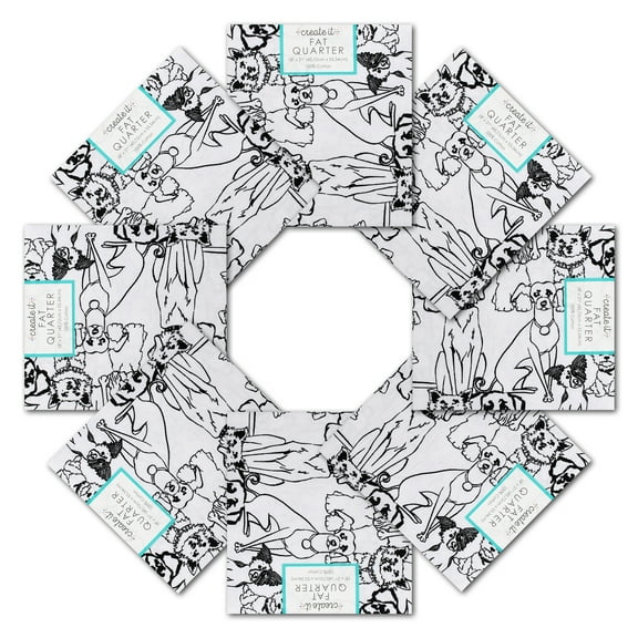 Create It 18"x21" Cotton Puppy Precut Sewing & Craft Fabric, White 10 Pieces