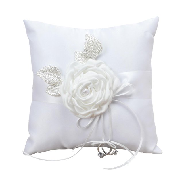 Almohada para anillo de boda Yuyangstore Almohada de anillos de boda con 1 pieza de flor