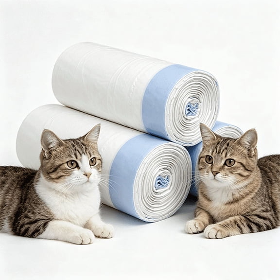 PawPetica Replaced Cat Litter Box Liners-3 Rolls, Cat Litter Waste Receptacles Bags for Open-Top Self-Cleaning Cat Litter Box
