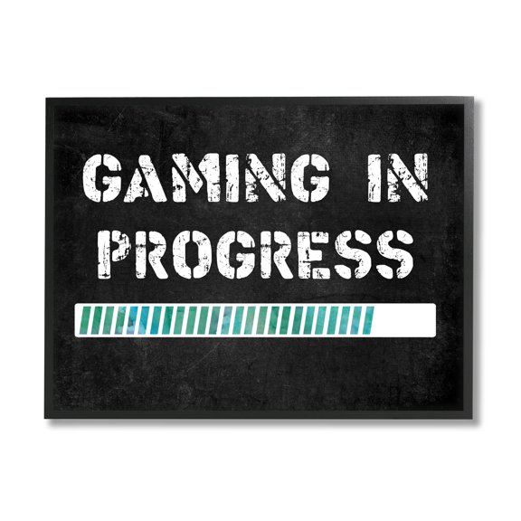 Stupell Industries Gaming In Progress Bar Inspirational Painting Black Framed Art Print Wall Art, 14 x 11