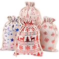 thumbnail image 1 of Paquete de 20 bolsas de regalo de tamaño grande de algodón con cordón de lino de 13x18 cm, bolsa de Navidad, bolsa de joyería transpirable, bolsa de yute de almacenamiento con cordón para, 1 of 5