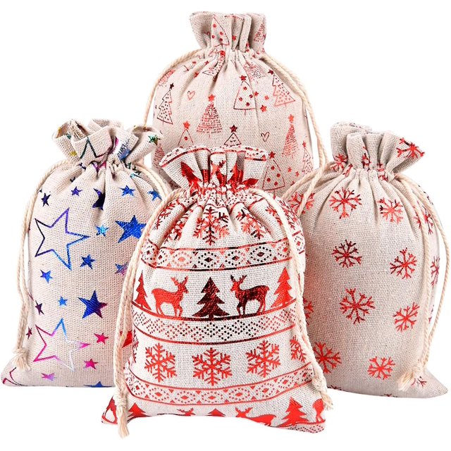 Paquete de 20 bolsas de regalo de tamaño grande de algodón con cordón de lino de 13x18 cm, bolsa de Navidad, bolsa de joyería transpirable, bolsa de yute de almacenamiento con cordón para