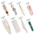 thumbnail image 4 of 28 PCS Hingwah Perlas y clips de pelo de resina acrílica, Barrettes de pelo hechos a mano, pasadores de cocodrilo de mármol, horquilla geométrica de cristal brillante, 4 of 5