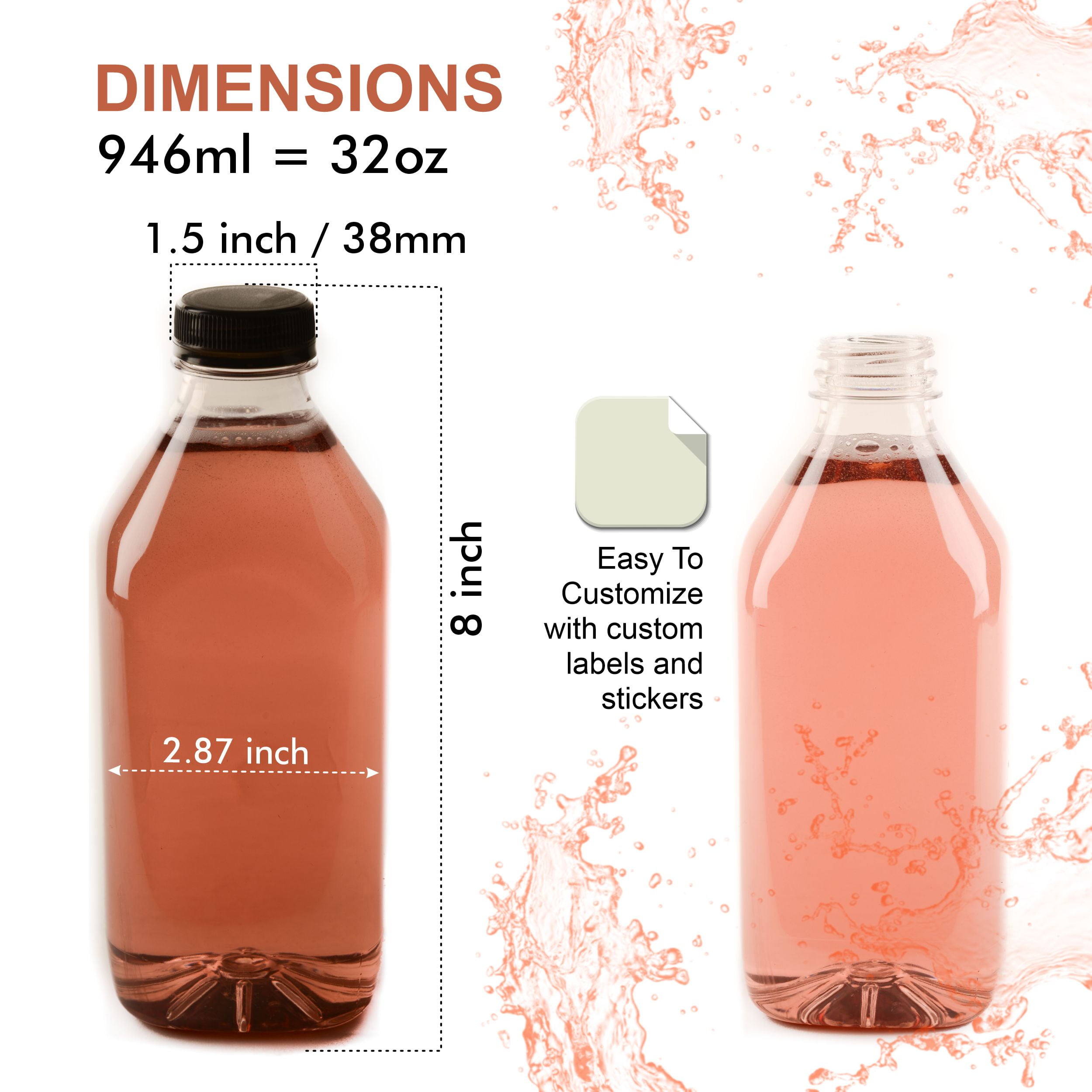 2oz Clear Pet Plastic Beverage Bottle (Natural Tamper-Evident Cap) - Clear 26.7 mm